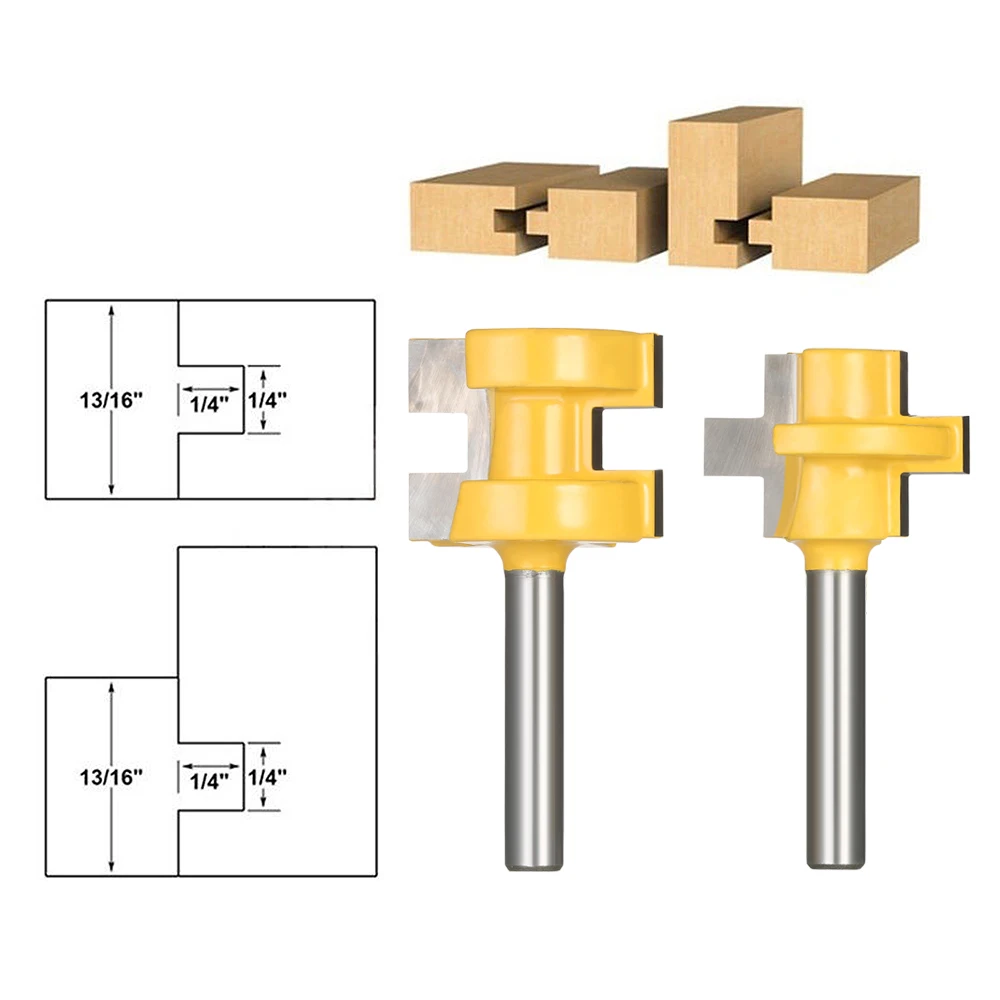 2 шт. мини Фрезерные фрезы для дерева 1/4 "хвостовик язык барабанный фрезерный станок набор 3 зубца Т-образные фрезы по дереву