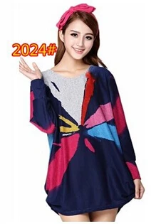 L-5XL размера плюс зимний осенний Женский Повседневный свитер с длинным рукавом Свободный пуловер с тигровым цветочным принтом свободная туника - Цвет: 2024