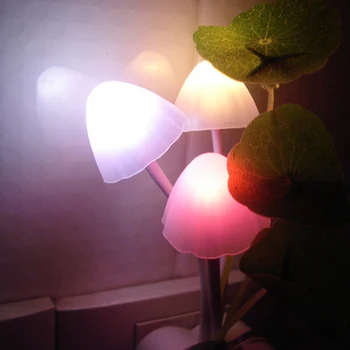 

Novelty 220V 3 LED Colorful Mushroom Lamp Led Night Lights Mushroom Fungus Night Light EU & US Plug Light Sensor