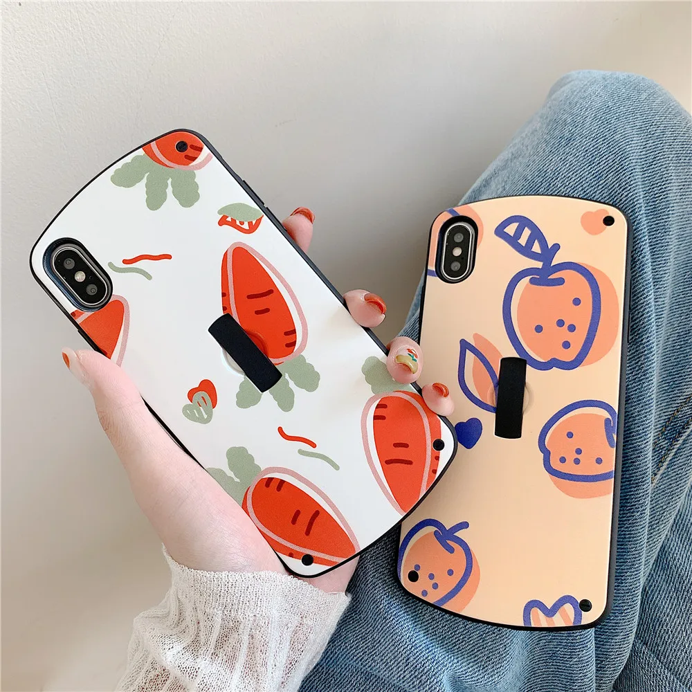 Простой чехол для iPhone X, XR, XS, Max, 6, 6 S, 7, 8 Plus, ретро Рисунок, редис, apple, невидимая подставка, задняя крышка