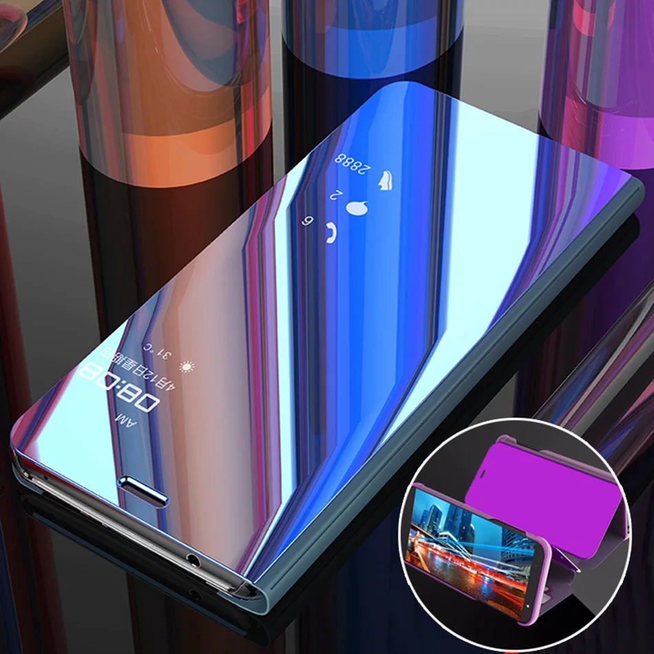 

For iPhone 7 Plus Xs Max XR Case Luxury Smart View Mirror Plating Case For iPhone 7 X 8 6s 6 Plus 5 5s Flip Stand Leather Cover