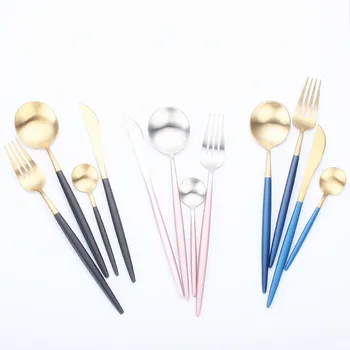 

4PCS/Set Stainless Steel Rainbow Cutlery Set Dinnerware Set Western Food Cutlery Tableware Dinnerware Set Christmas Gift