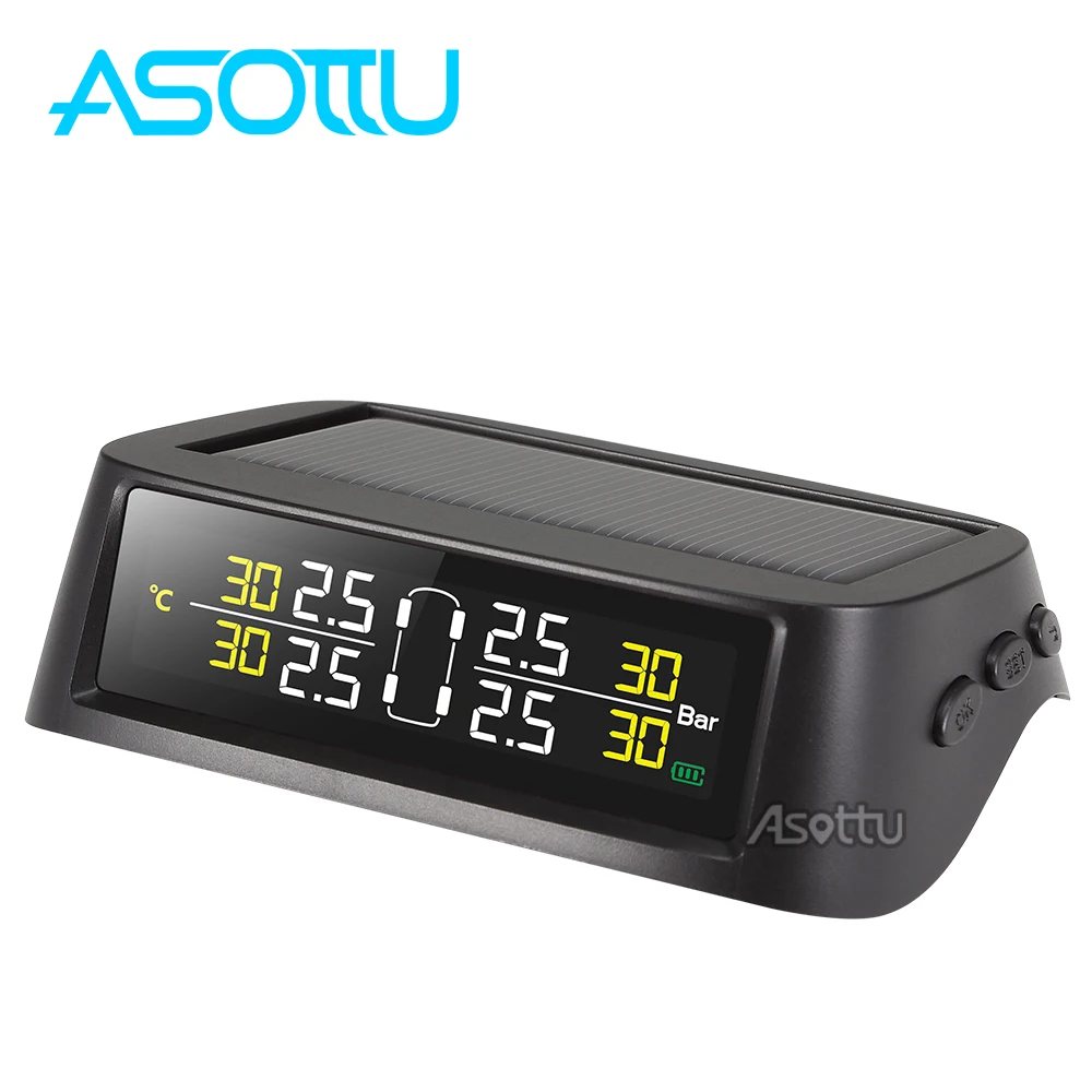 

Asottu Smart Car TPMS Tire Pressure Monitoring System Solar Power charging Digital LCD Display Security Alarm System TPMS