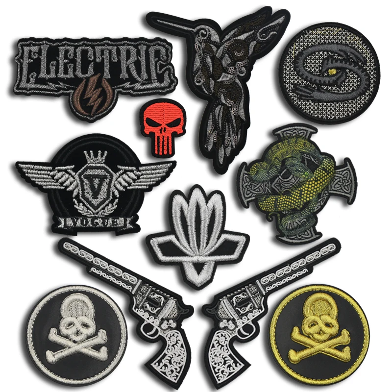 Back Badges Sew on Clothes Patch Embroidery Applique Skull Gun Iron Biker Patches for Clothing Punk Hippie Stickers Trend JOD