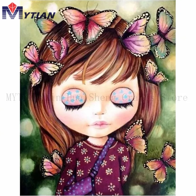 18100528  Lovely Girl Doll Face 5d Diamond Painting Art Kit,Full Square Round Drill Mosaic Wall Stickers Cross Stitch Home Decoration Gift