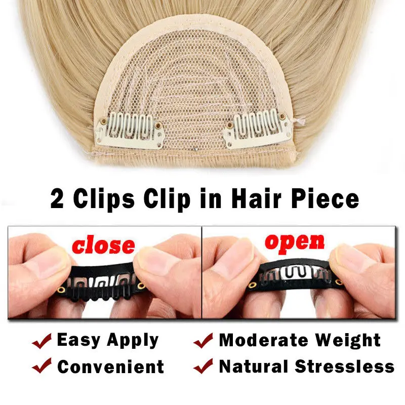 Short Front Neat Bangs Clip In Bang Fringe Hair Extensions