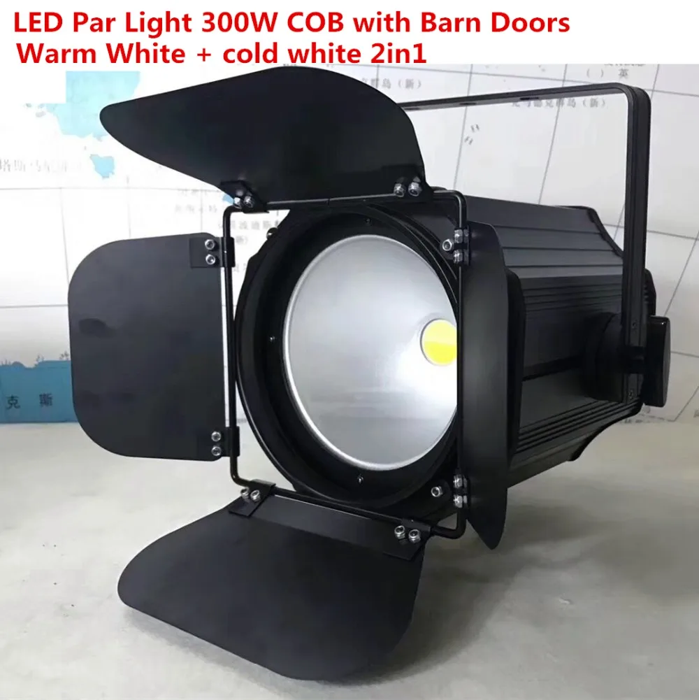 

LED Par light with Barn Doors Warm White +Cold White 300W COB Lyre Stage Lighting Effect professional stage DJ dmx light