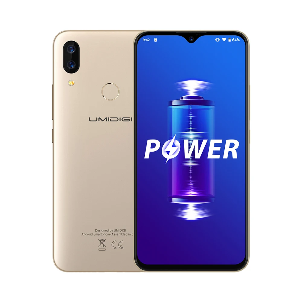 Смартфон UMIDIGI POWER 4G Phablet 6,3 дюймов Android 9,0 Helio P35 Octa Core 2,3 ГГц 4 Гб ОЗУ 64 Гб ПЗУ 16,0 Мп фронтальная камера 5150 мАч - Цвет: Gold