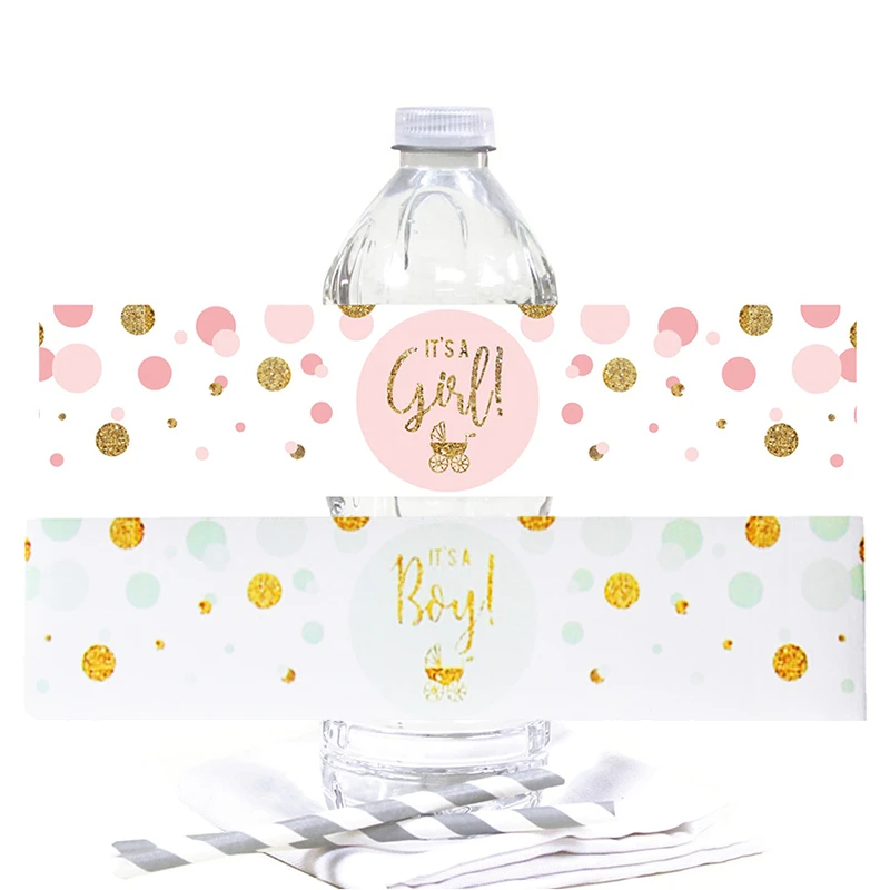 12pcs/set baby shower decor girl/boy mineral water bottle gift stickers label