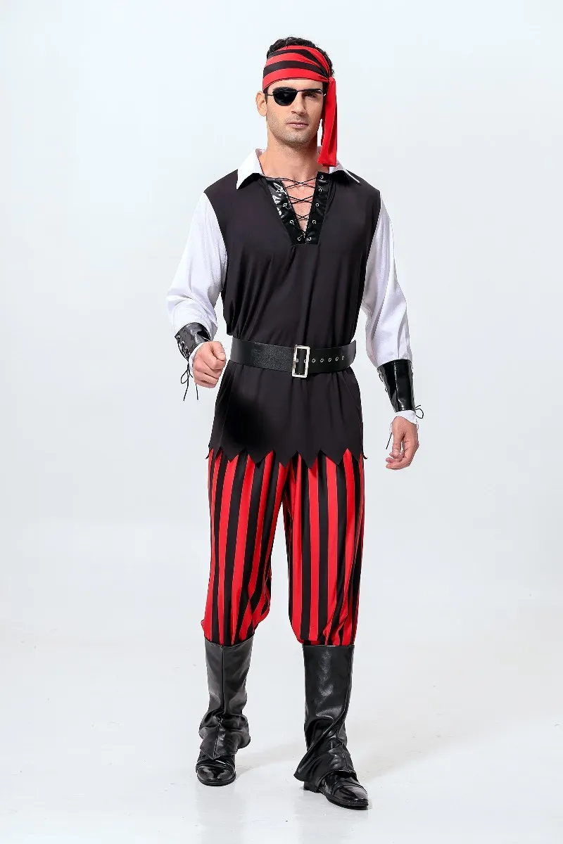 Взрослый мужской пиратский костюм для Хэллоуина, костюм для косплея Пираты Карибского моря