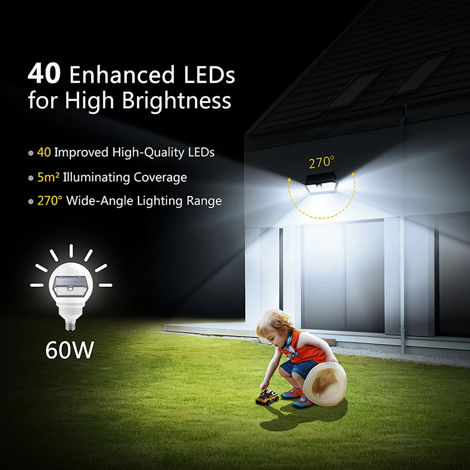 Mpow CD168 40 LED Solar Garden Light Outdoor IP65 Waterproof Brightness Adjustable Solar Lamps (1)