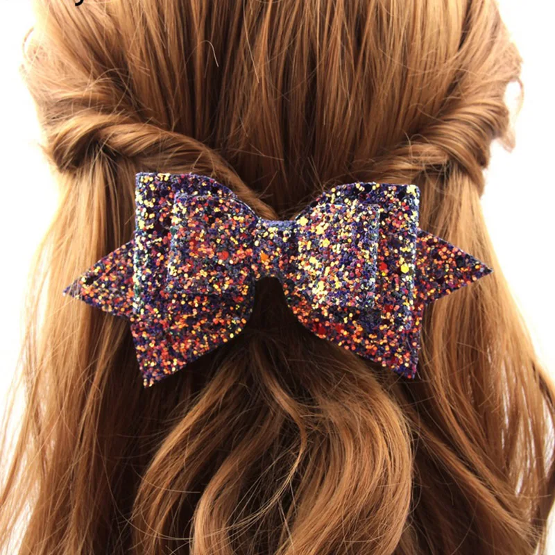 5'' Children Girls Hair Pins Glitter Shinny Hair Clips Flower Bow
