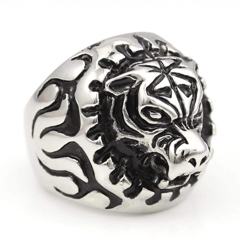 

GOKADIMA Tiger Ring Punk Gothic For Men,2016 Biker Leisurely Style Stainless Steel Man Animal Jewelry WR169