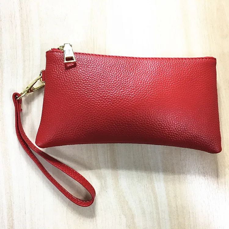 ICEV из натуральной коровьей кожи для женщин женские кошельки длинный кошелек для хранения мини телефон сумка женская однотонная молни - Цвет: Красный