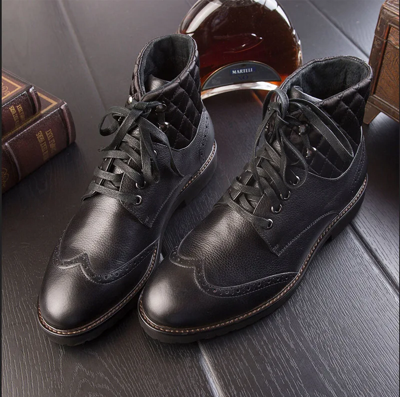 Daviko Autumn and winter fashion male shoes British leather boots Martin boots male boots male high-top shoes Brogue AD805