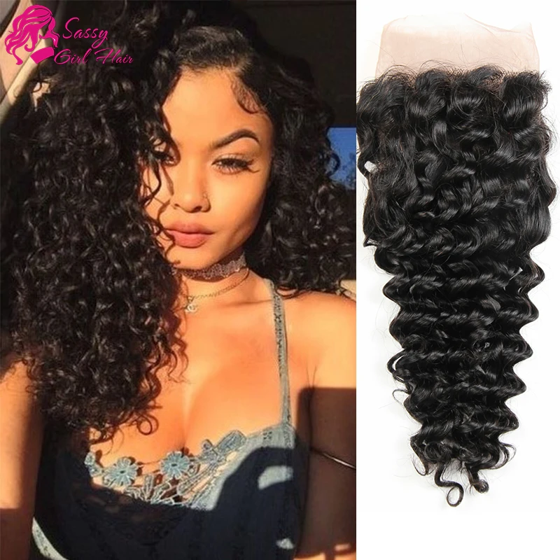 

Unprocessed Brazilian Deep Wave Frontal With Baby Hair Brazilian Deep Curly Frontal 13x4 Wet And Wavy Lace Frontal Closure