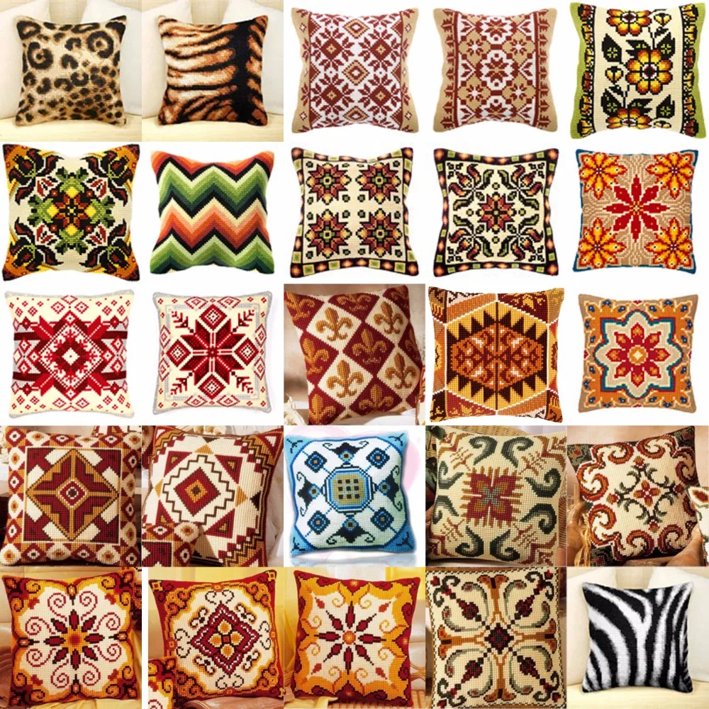 

1Pattern Style NEW DIY Needlework Kit Acrylic Yarn Embroidery Pillow Tapestry Canvas Cushion Front Cross Stitch Pillowcase