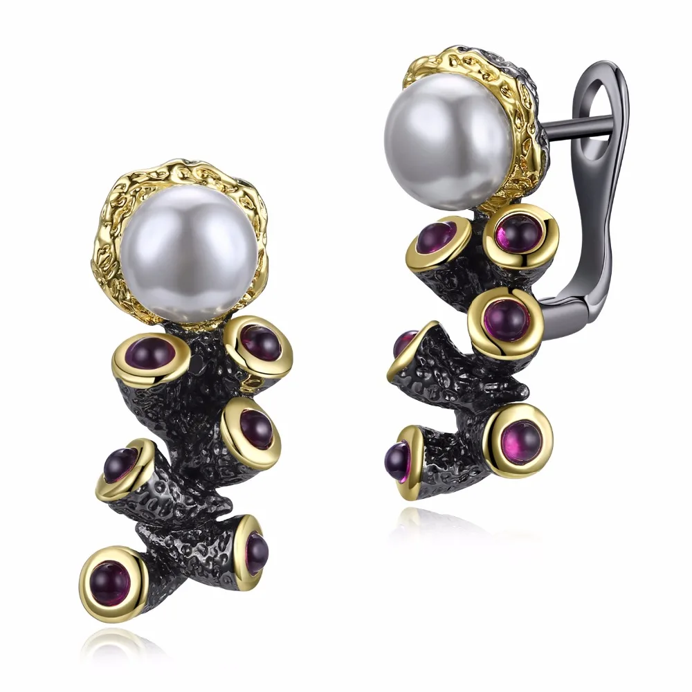 

Top Quality Vintage Earrings Setting with AAA Cubic Zirconia Black and Gold color Drop Party Earrings Free shipping