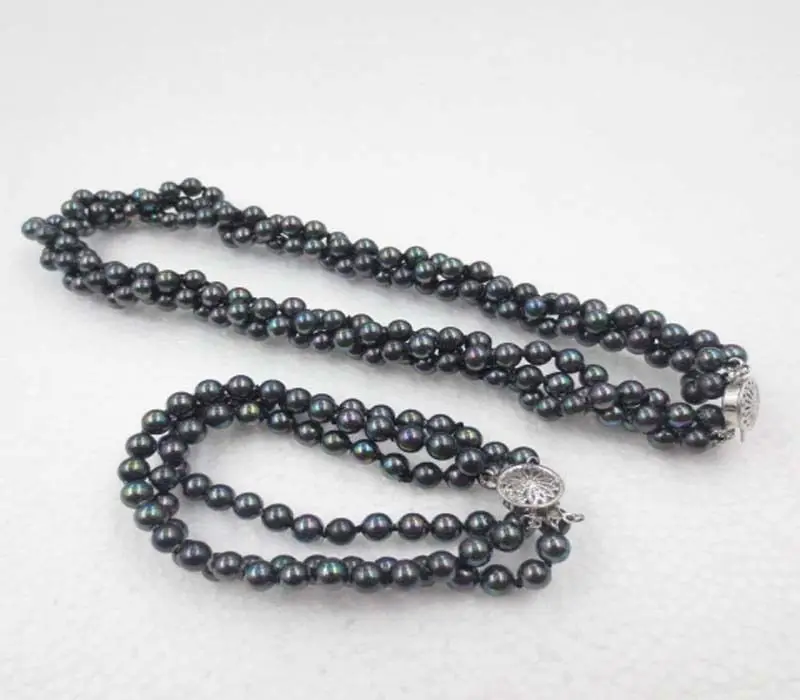 

07807 white and black shell pearl necklace bracelet set