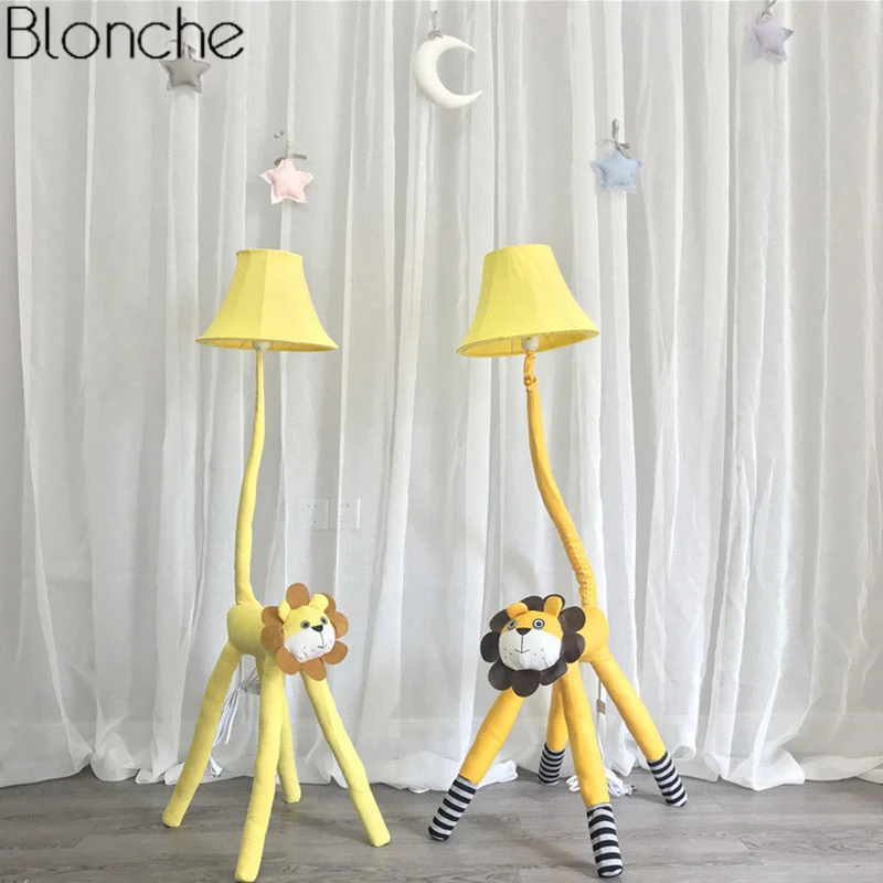 Lâmpada de Assoalho Moderna dos Desenhos Animais para Crianças Decoração da Sua Animados Quarto Tecido Lâmpada Tons Suporte Led Luminária pé Casa 3 Lâmpada de assoalho moderna dos desenhos animados