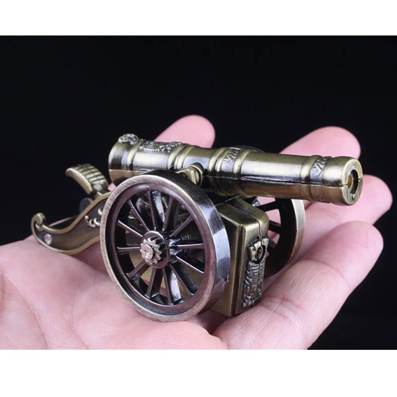 

2019 Antique Bronze Cannon Inflatable Lighter Windproof Open Flame Turbine Gas Lighters No Gas