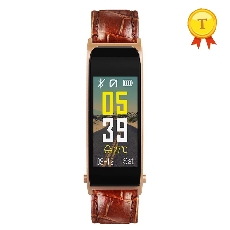 

Fitness heart rate sleep monitor Smart Talk Band pedometer Bluetooth headset Leather band Smart sports bracelet for ios android