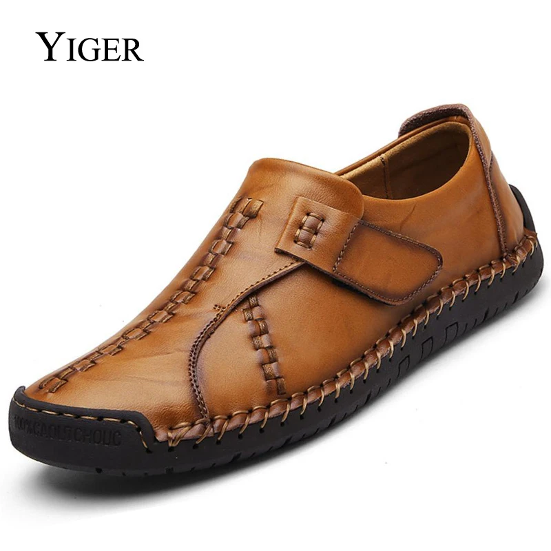 

YIGER NEW Man Loafers Genuine Leather men's Casual shoes men's British leather shoes High Quality Outdoor Breathable Shoes 0025