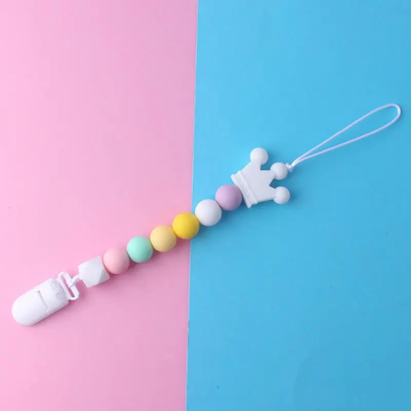 

Baby Silicone Pacifier Chain Clips Dummy Clip Teether Soother Pacifier Chain Holders Chewable Beads Teething Toy BPA Free