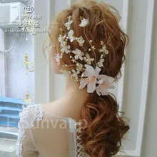 Love poems of Wei Korean silk flower hairpin headdress pink flowers sweet bride wedding wedding dress hair accessories korean silk yarn flower bride headdress beauty wedding hair accessories pink hair ornament diadem mariage bijoux de tete cheveux