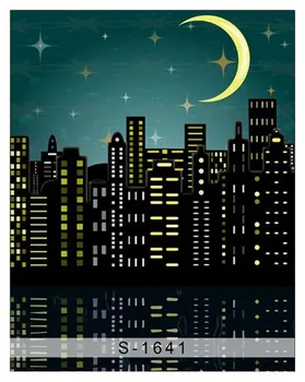 

City Night Scenery Bright Moon Decoration Backgrounds For Photos Studios Computer-Print fundo fotografico tecido