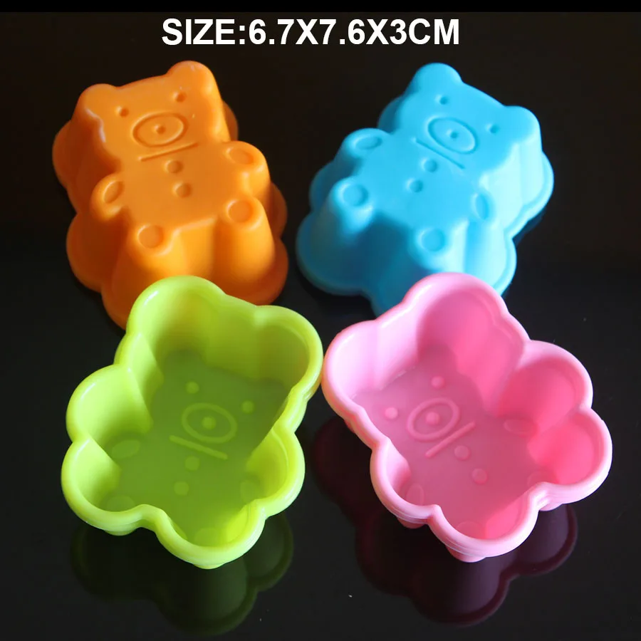 

6pcs/lot cute bear shape Silicone Muffin cup Cupcake Mould Case Bakeware Maker Mold Tray ice jelly mold