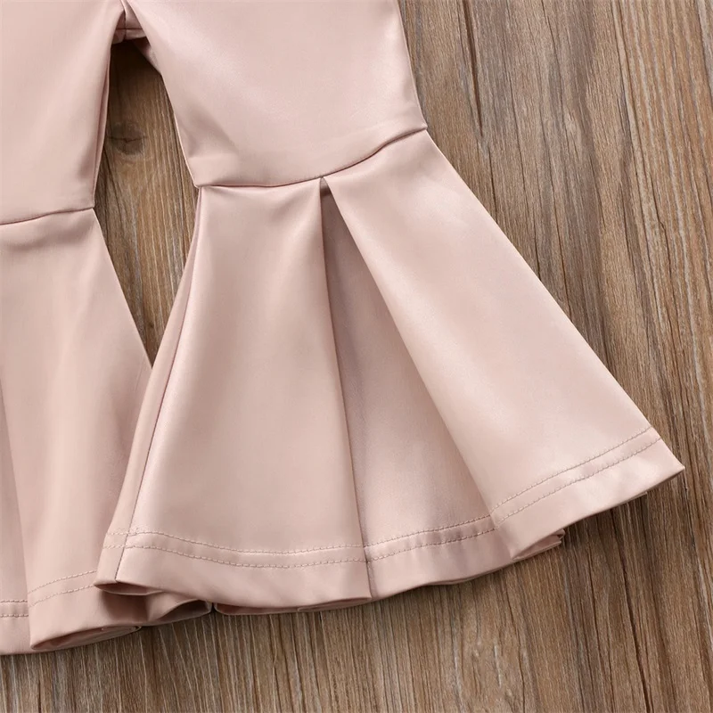 Штаны клеш для маленьких девочек в европейском стиле; Однотонные эластичные длинные брюки для маленьких девочек; брюки-клеш; 2-7Y
