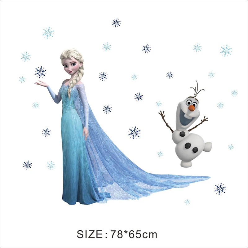 Cartoon DIY Frozen 2 Princess Elsa Anna Wall Stickers Girl Children Room Background Decoration Removable Kids Bedroom Home Decal