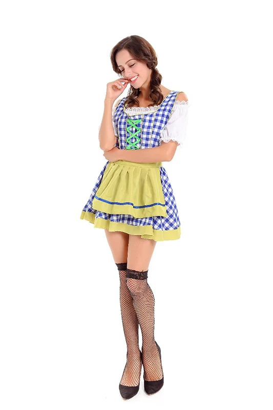 Dirndl/костюм Октоберфеста для горничной из Германии, баварского пива, фартук, клетчатая форма для косплея, карнавала, Хэллоуина, Необычные вечерние костюмы