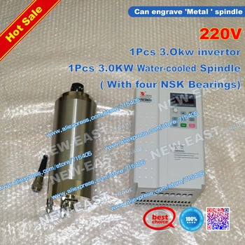 

AC 220V 400HZ 6A Engrave "iron" spindle Engrave Metal spindle 3.0KW WATER-COOL MOTOR SPINDLE AND iNVERTER