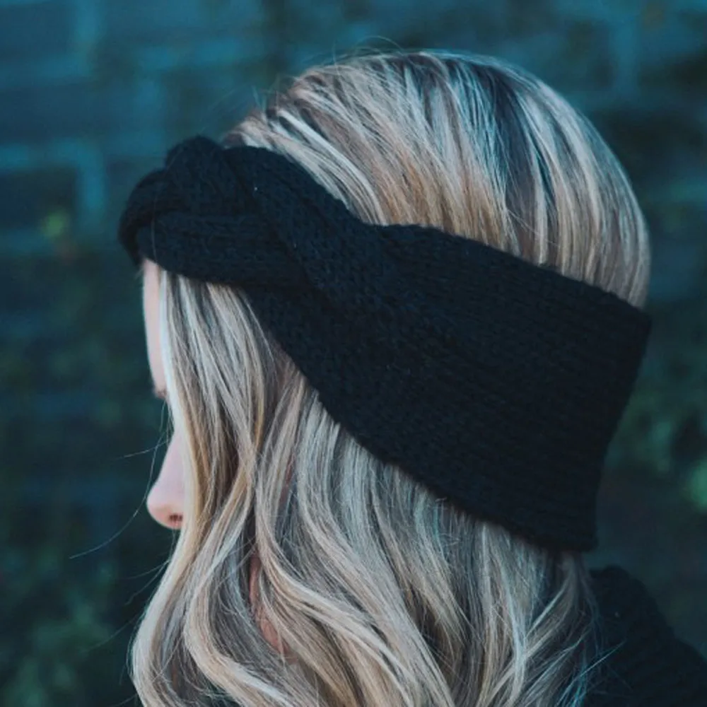 Женская мягкая и удобная трикотажные повязки зимняя теплая голова обертывание широкие аксессуары для волос удобная резинка для волос Y50C