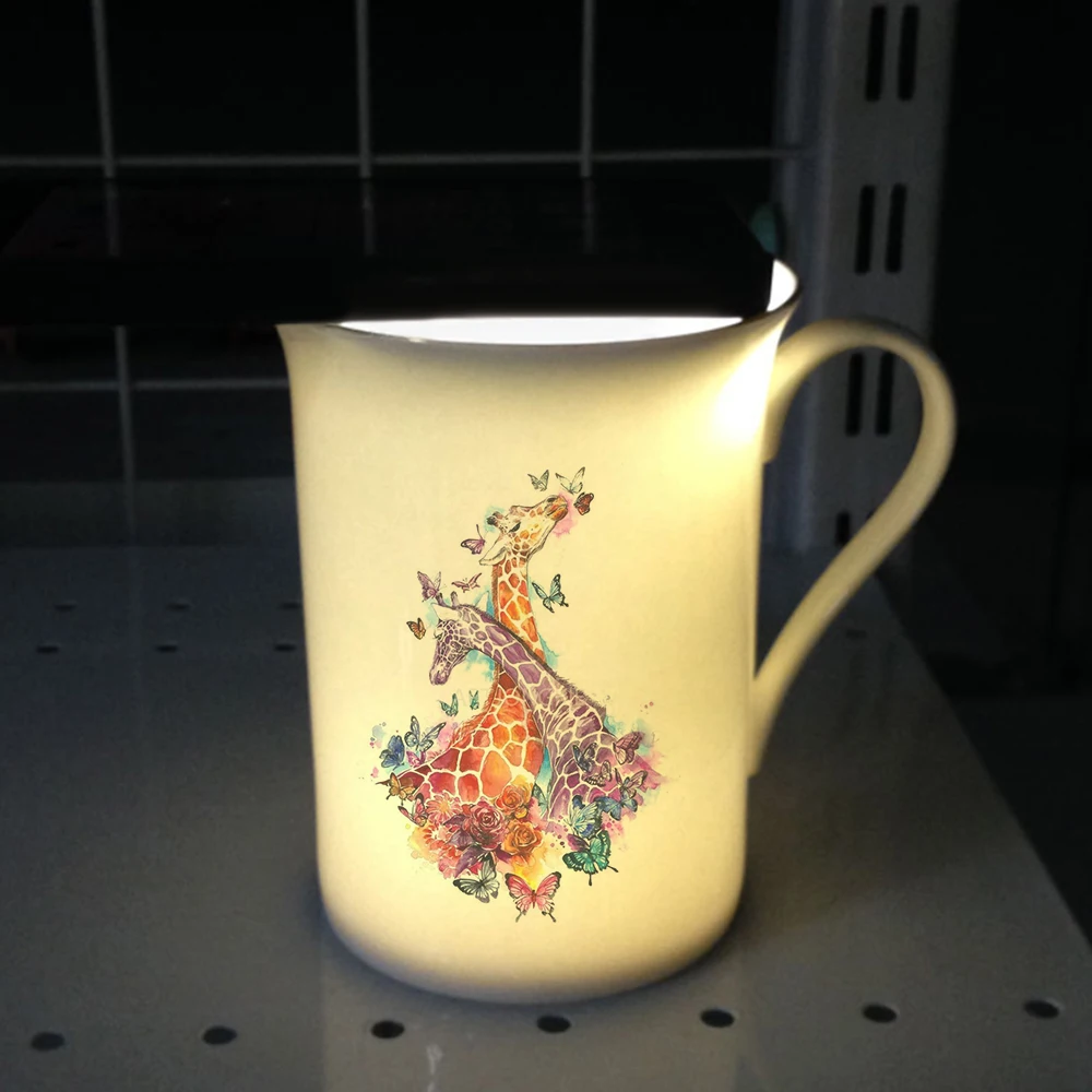 

2019 New Arrival Decorative Giraffe Bone China Coffee Mug with Cool Design 10oz Ceramic Tea Cup Beautiful Children Mug Gift