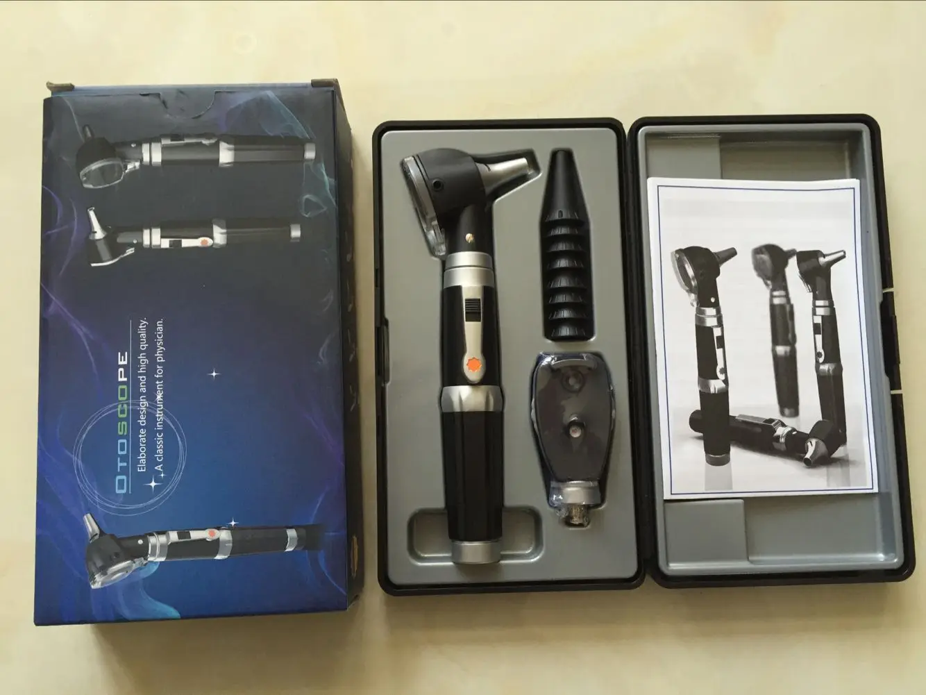

Upgraded LED white-light optical fibre otoscope ophthalmoscope portable ear and eye inspection Kit