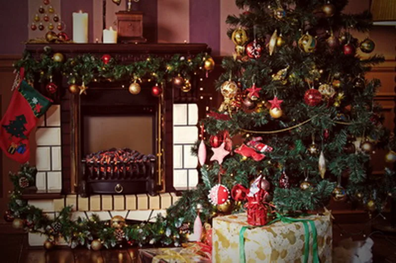 

HUAYI Fireplace trees Photography Backdrop D9180