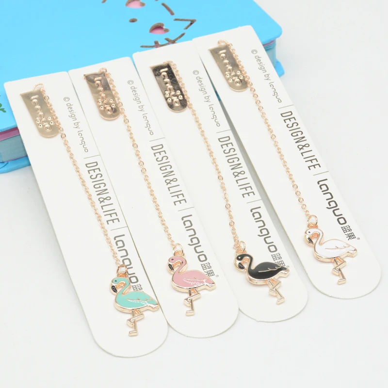 Закладка Marcador De Livro Закладка Shool Bookmarks для книг Kawaii Фламинго маркеры аксессуары металлическая цепочка Lesezeichen