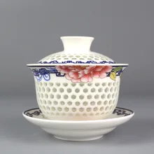 160 мл синий и белый Керамика фарфор полый Стекло Керамика Gaiwan супница кунг-фу Чай комплект брак Чай Чашки пуэр чаша Чай горшок