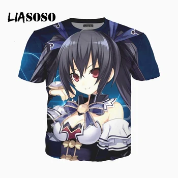

LIASOSO 3D Print Unisex Anime Hyperdimension Neptunia Neptune Noire Girls Tshirt Summer T-shirt O-neck Casual Tee Tops X2178