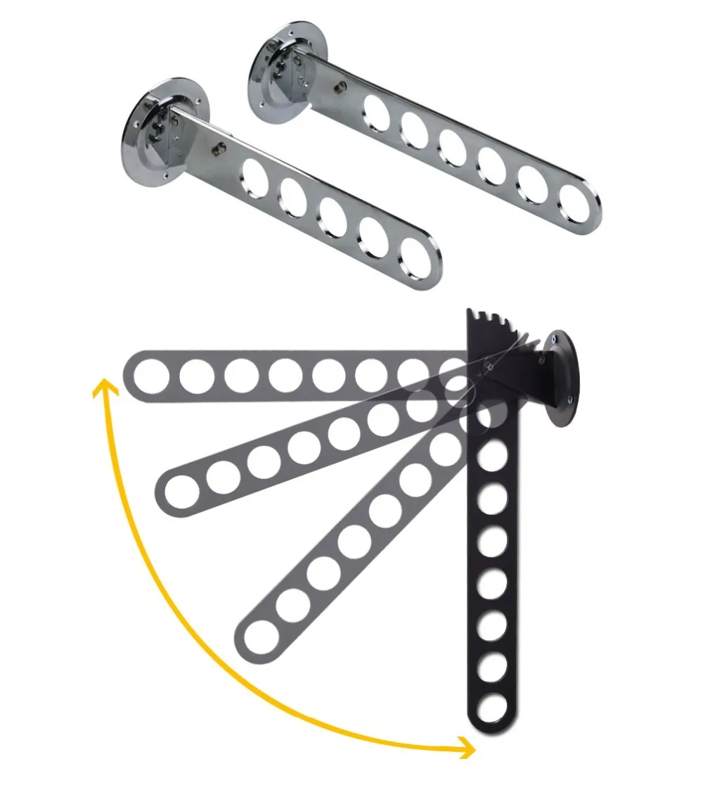 

Black Chrome Stainless steel Wall Mount Coat Hat garment hanging hole Hook Wardrobe Clothes Hanger Closet Folding Arm Cloakroom