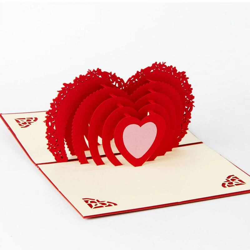 Carte De Joyeux Anniversaire Pliante En Forme De Cœur 3d 3 Pieces Lot Nouveau Meilleur Cadeau Pour Amis Carte De Celebration D Anniversaire Aliexpress