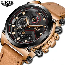 LIGE мужские часы Топ бренд класса люкс бизнес кожа водонепроницаемые военные кварцевые часы мужские спортивные часы испанские местные Быстрая