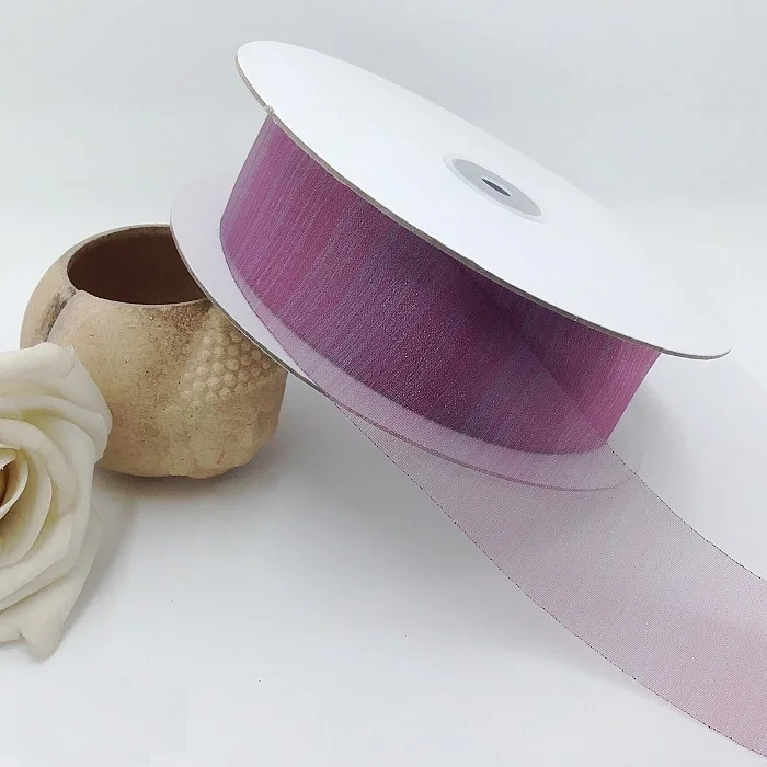 4 см* 50 м лента органза швейная лента аксессуар шифоновая ткань обертывание Скрапбукинг рулон День Святого Валентина подарочная упаковка пэчворк - Цвет: purple