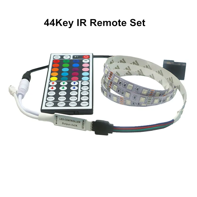 RGB led ленточный светильник полный комплект для ПК компьютерный чехол SATA интерфейс питания фиксируется клейкой лентой, пульт дистанционного управления цвет 12 В - Испускаемый цвет: RGB 44key Remote