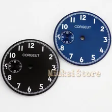 Corgeut 38,9 мм Нержавеющая сталь циферблат подходит приблизительный срок поставки: 6497 или Чайка st36 движения черного и синего цвета циферблатов