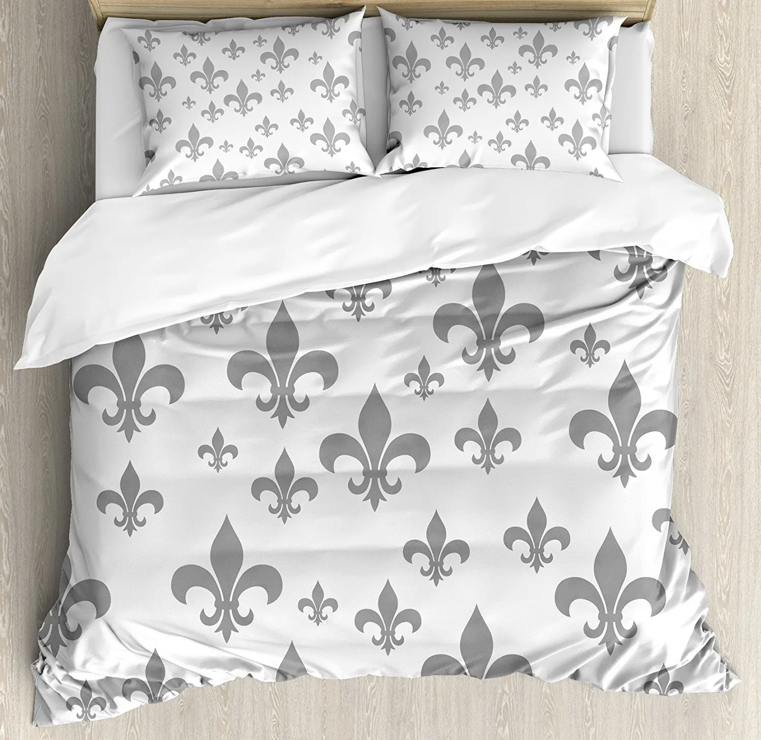 Fleur De Lis Duvet Cover Set Ethnic Lily Pattern Classic Retro Royal