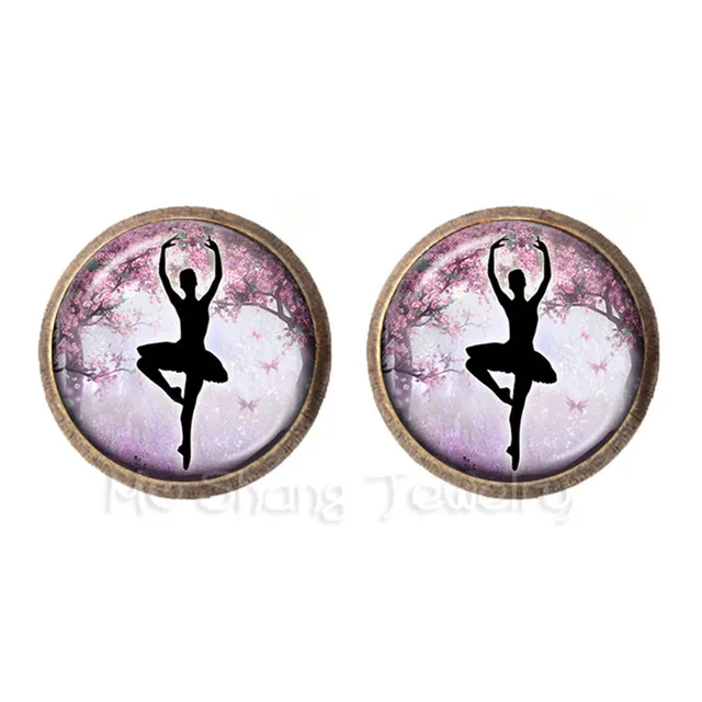 Aliexpress 2018 Ballerina Silhouette 12 Mm Gl Stud 2018 Ballerina Silhouette 12 Mm Gl Stud Earrings Ballet Dancer Art Photo Jewelry